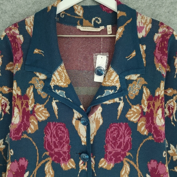 Soft Surroundings Longline Knit Cardigan In Floral Fairy Glen - Picture 4 of 10